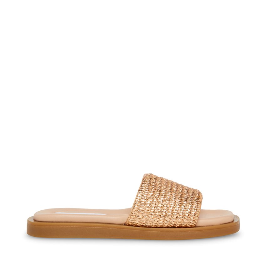 Sandalias de Diapositivas Steve Madden Leigh Rose Mujer Doradas | ES XLS219